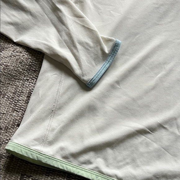 White Long Sleeve Hoodie with Blue Trim - Picture 3 of 6